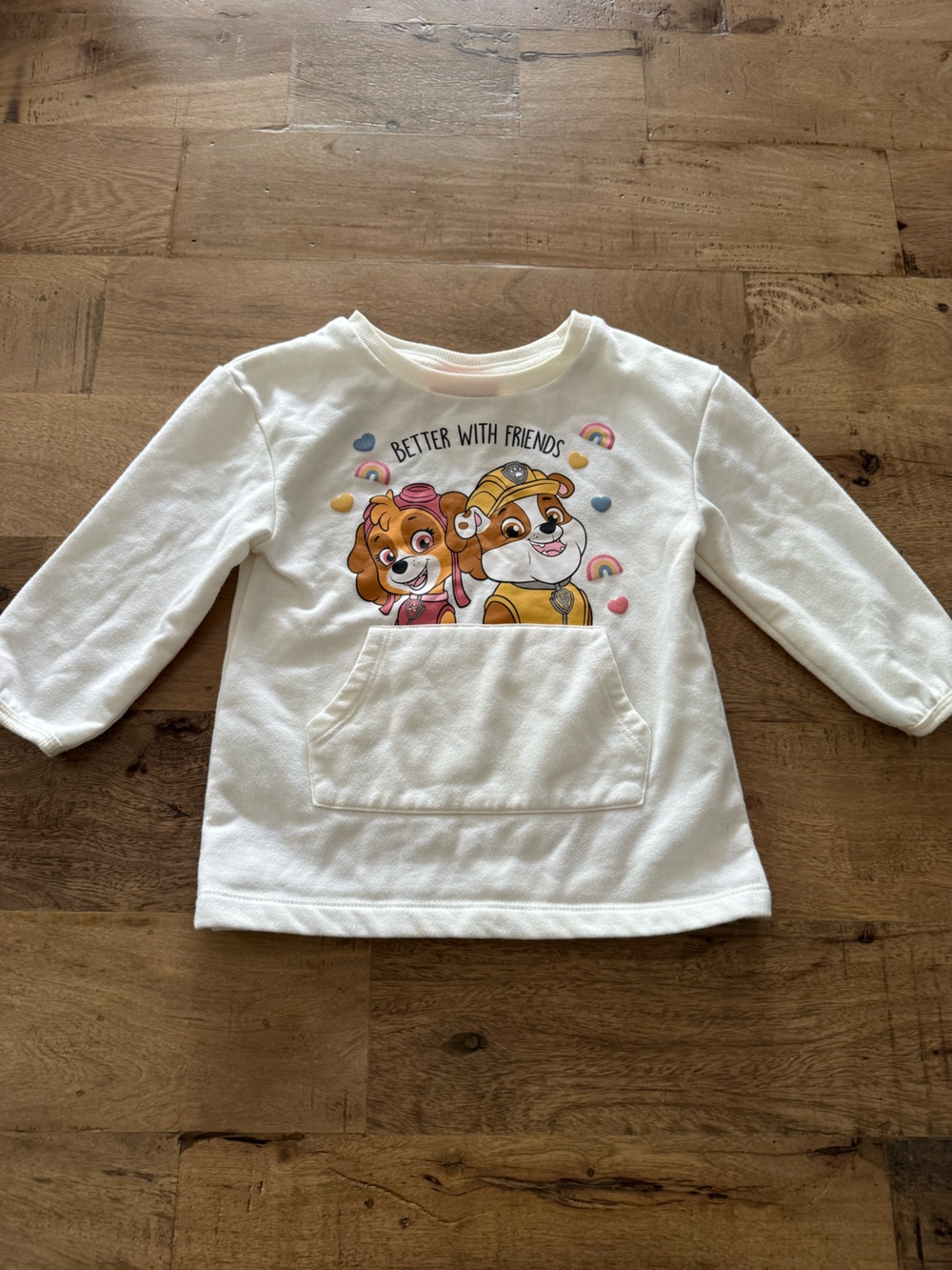 Nickelodeon Paw Patrol White "Better With Friends" Kids Sweatshirt sz 2